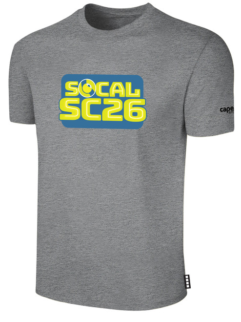 SOCAL  STATE CUP  BASICS COTTON TEE LARGE CREST  CENTER CHEST LIGHT HEATHER GREY BLACK