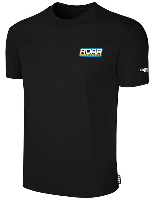 ROAR LACROSSE BASICS COTTON TEE CREST ON WEARER'S LEFT CHEST BLACK WHITE