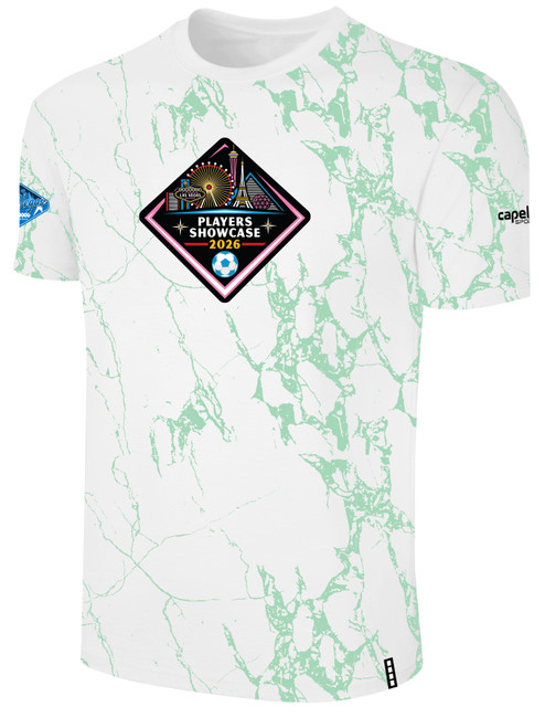 PLAYERS SC MERCH LIFESTYLE  MARBLE TEE WITH SLEEVE LARGE LARGE CREST  CENTER CHEST WHITE MINT