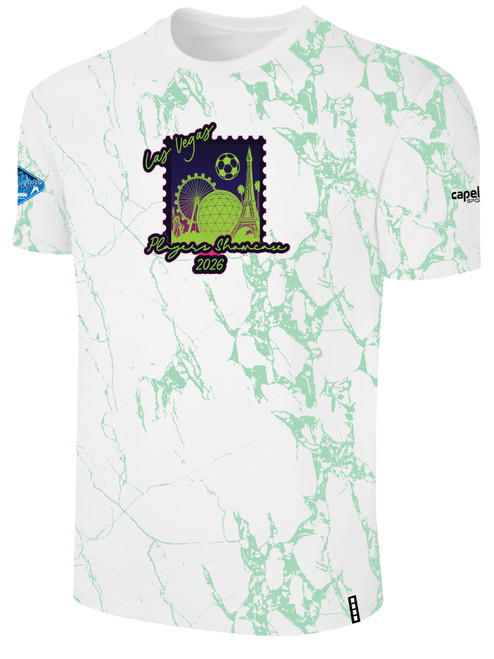 PLAYERS SC MERCH  LIFESTYLE MARBLE TEE WITH SLEEVE LARGE LARGE CREST  CENTER CHEST WHITE MINT