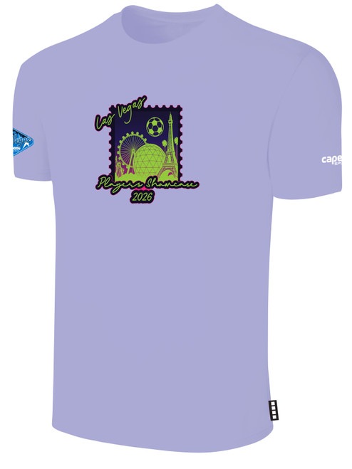 PLAYERS SC MERCH BASICS   COTTON TEE LARGE CREST  CENTER CHEST LAVENDER WHITE