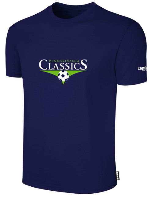 PA CLASSICS LANCASTER AND READING BASICS COTTON TEE CREST ON WEARER'S CENTER CHEST NAVY WHITE