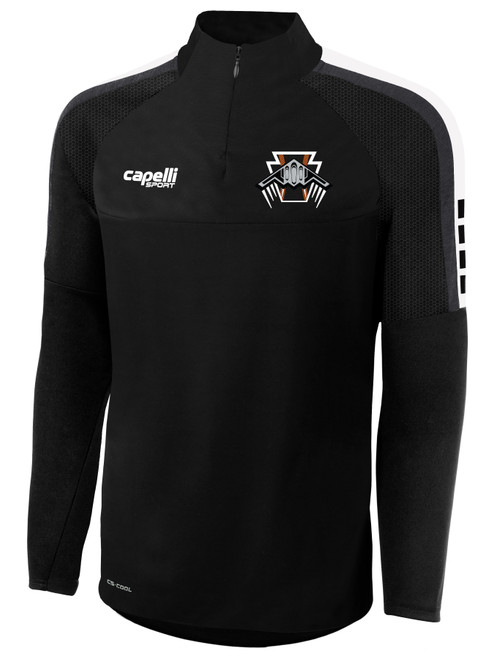 KEYSTONE STATE BOMBERS MADISON 1/4 ZIP TECHNICAL TRAINING TOP BLACK WHITE