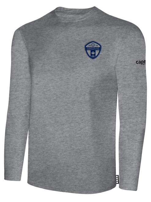 OAKVILLE SC BASICS LONG SLEEVE COTTON T-SHIRT CREST ON WEARER'S LEFT CHEST LIGHT HEATHER GREY BLACK