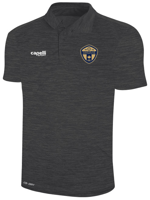 OAKVILLE SC CLASSICS MARLED POLY POLO DARK GREY WHITE