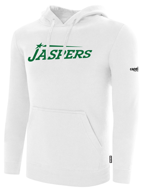 MANHATAN UNI BASICS FLEECE PULLOVER HOODIE CREST ON CENTER CHEST WHITE BLACK