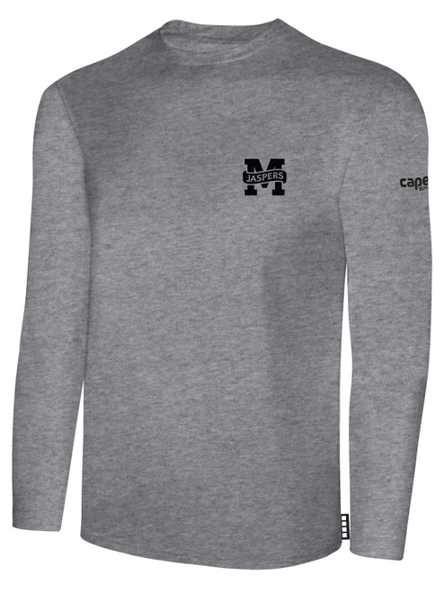 MANHATAN UNI BASICS LONG SLEEVE COTTON TEE LIGHT HEATHER GREY BLACK