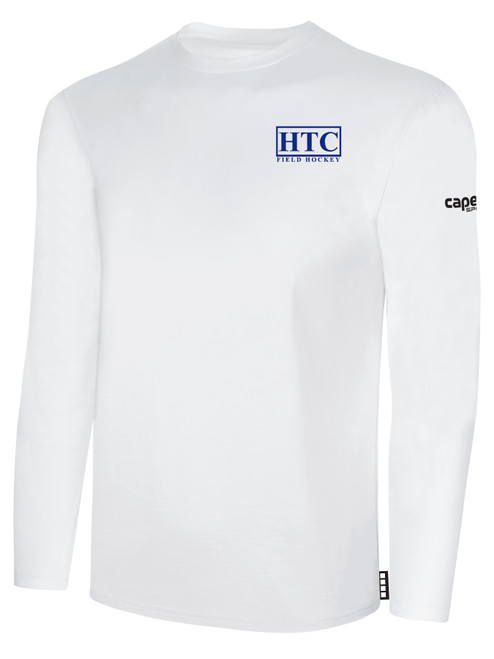 HTC FIELD HOCKEY BASICS LONG SLEEVE COTTON T-SHIRT CREST ON WEARERS LEFT CHEST WHITE BLACK