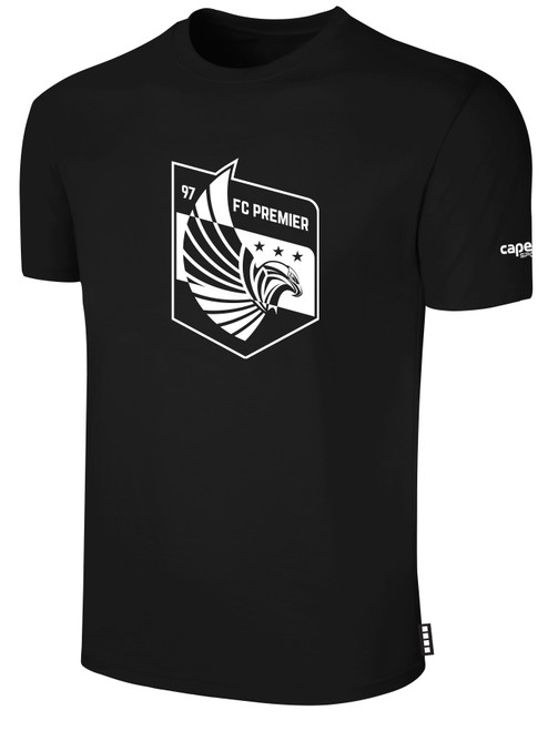 FC PREMIER BASICS COTTON TEE CREST ON WEARER'S CENTER CHEST BLACK WHITE