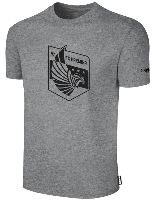 FC PREMIER BASICS COTTON TEE CREST ON WEARER'S CENTER CHEST LIGHT HEATHER GREY BLACK