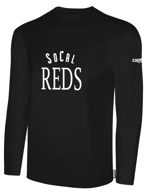 SOCAL REDS FC BASICS COTTON LONG SLEEVE T-SHIRT CREST CENTER CHEST BLACK WHITE