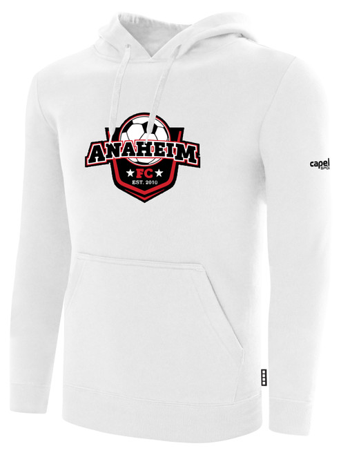 ANAHEIM FC BASICS FLEECE HOODIE CREST ON CENTER CHEST WHITE BLACK