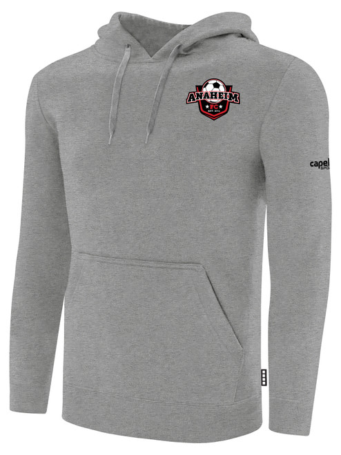 ANAHEIM FC BASICS FLEECE HOODIE CREST ON LEFT CHEST LIGHT HEATHER GREY BLACK