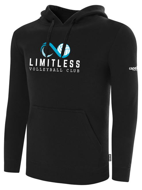 LIMITLESS VOLLEYBALL BASICS FLEECE HOODIE WITH SLEEVE LOGO BLACK WHITE -KIT