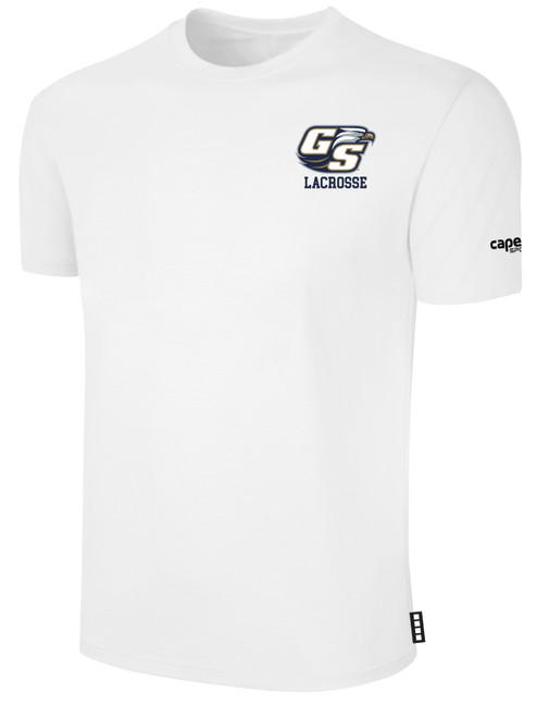 GSU LACROSSE BASICS COTTON TEE TEAM CREST ON WEARERS LEFT CHEST WHITE BLACK