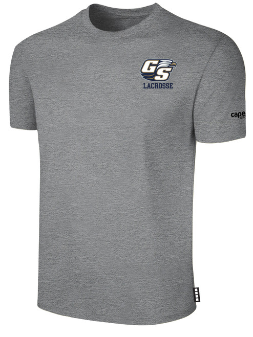 GSU LACROSSE BASICS COTTON TEE TEAM CREST ON WEARERS LEFT CHEST LIGHT HEATHER GREY BLACK