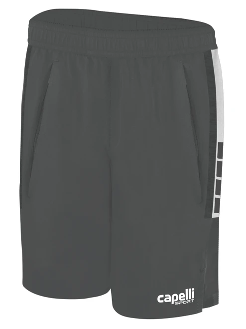 REBELS SC CHULA VISTA MADISON TRAINING SHORTS MEDIUM GREY WHITE