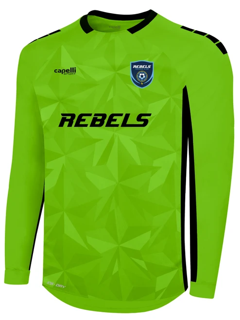 REBELS SC CHULA VISTA PITCH STAR LONG SLEEVE GOALKEEPER JERSEY NEON GREEN BLACK