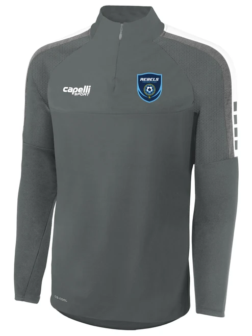 REBELS SC CHULA VISTA MADISON 1/4 ZIP TECHNICAL TRANING TOP MEDIUM GREY WHITE