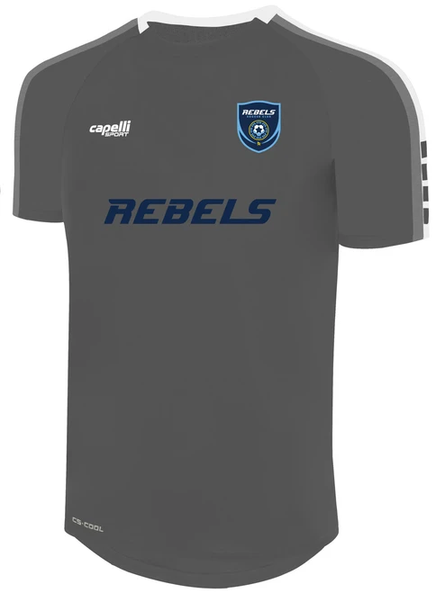 REBELS SC CENTRAL SAN DIEGO MADISON SHORT SLEEVE TRAINING TOP MEDIUM GREY WHITE -KIT