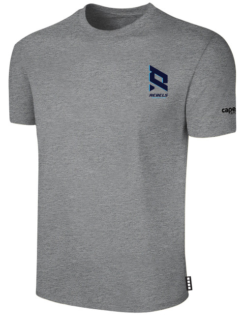 REBELS  SC CHULA VISTA BASICS COTTON T-SHIRT REBELS SC TEXT LOGO LEFT CHEST LIGHT HEATHER GREY BLACK