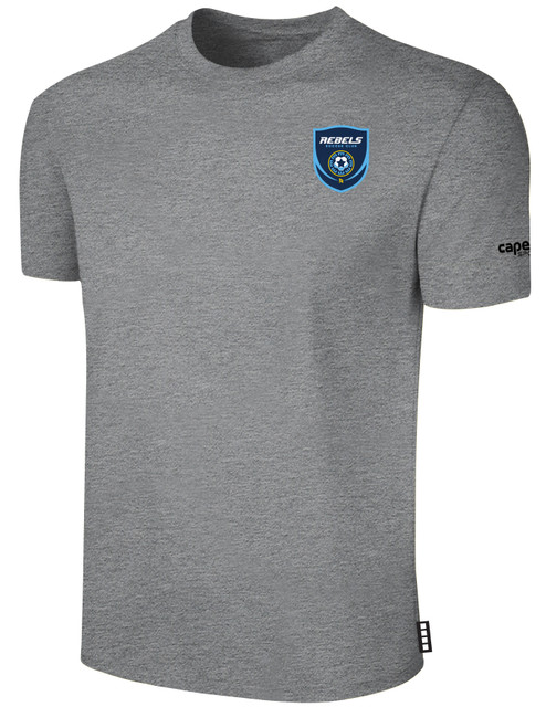 REBELS SC CHULA VISTA BASICS COTTON T-SHIRT CREST ON WEARERS LEFT CHEST LIGHT HEATHER GREY BLACK