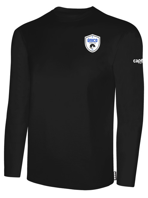 UNICO FC  BASICS LONG SLEEVE COTTON TEE CREST ON LEFT CHEST BLACK WHITE