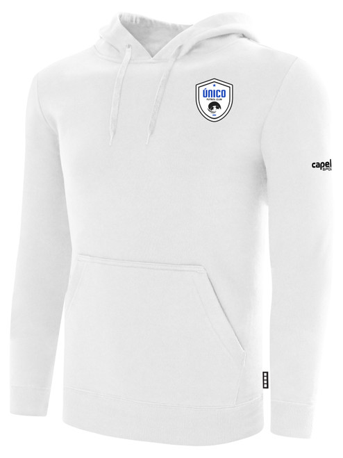 UNICO FC  BASICS FLEECE HOODIE CREST ON LEFT CHEST WHITE BLACK