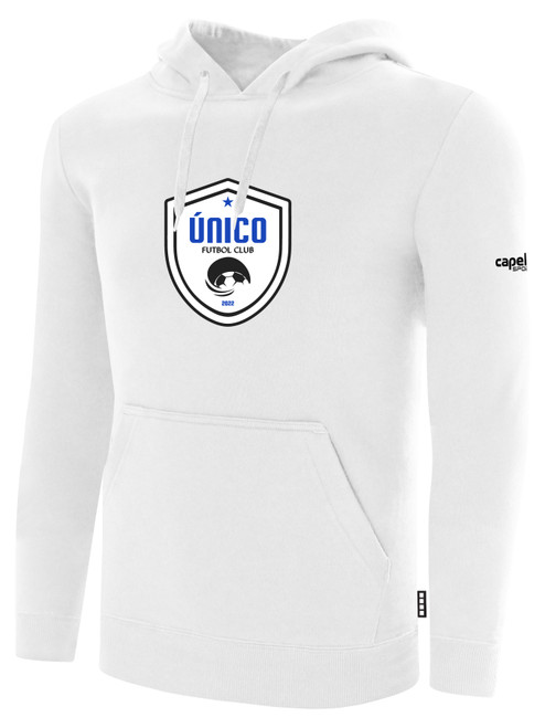 UNICO FC  BASICS FLEECE HOODIE CREST ON CENTER CHEST WHITE BLACK