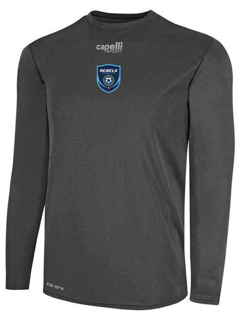 REBELS SC RAMONA BASICS CREW NECK LONG SLEEVE POLY TEE DARK HEATHER GREY
