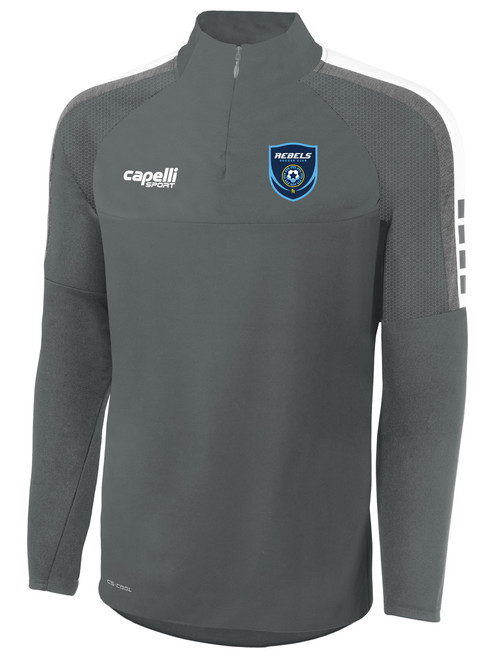 REBELS SC CARLSBAD MADISON 1/4 ZIP TECHNICAL TRANING TOP MEDIUM GREY WHITE