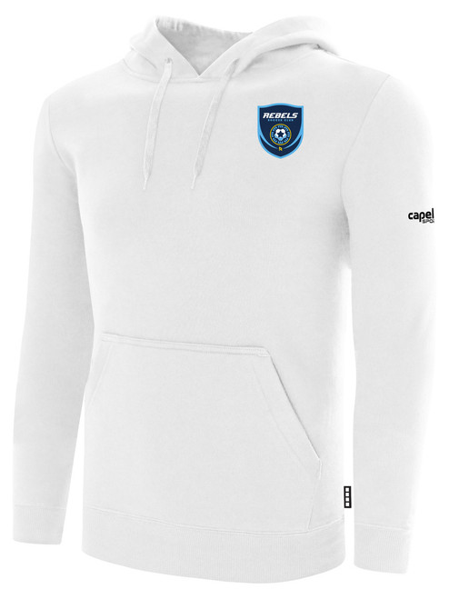 REBELS SC RAMONA BASICS FLEECE PULLOVER HOODIE CREST ON WEARERS LEFT CHEST WHITE BLACK