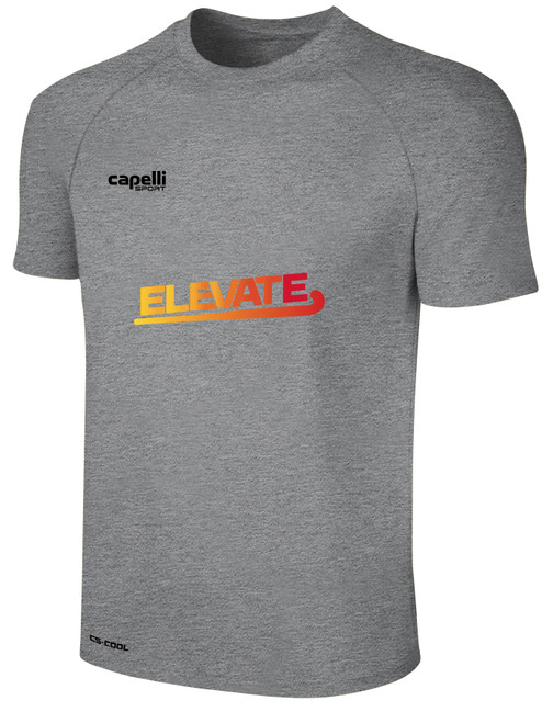 ELEVATE FIELD HOCKEY BASICS II TRAINING JERSEY CREST ON WEARER'S CENTER CHEST LIGHT HEATHER GREY BLACK
