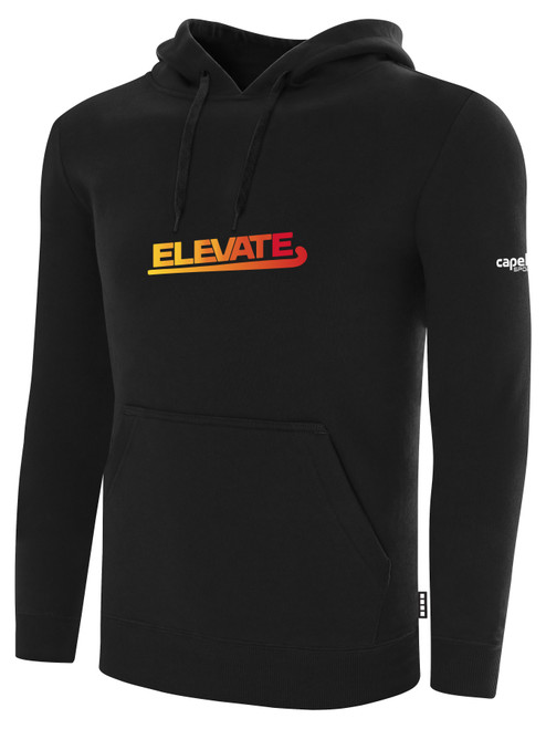 ELEVATE FIELD HOCKEY BASICS FLEECE PULLOVER HOODIE CREST ON WEARERS CENTER CHEST BLACK WHITE