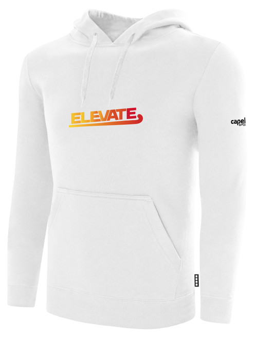 ELEVATE FIELD HOCKEY BASICS FLEECE PULLOVER HOODIE CREST ON WEARERS CENTER CHEST WHITE BLACK
