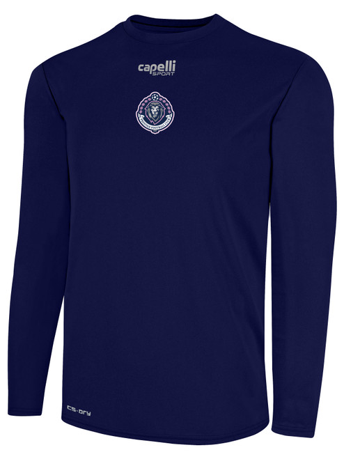 PRESTIGE FC BASICS CREW NECK LONG SLEEVE POLY TEE NAVY