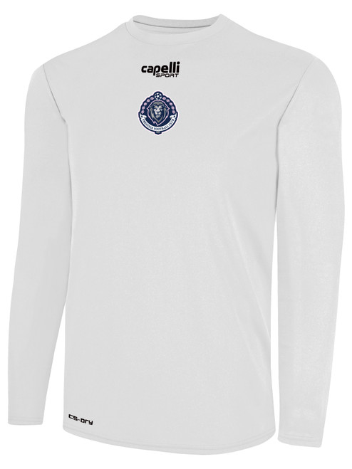 PRESTIGE FC BASICS CREW NECK LONG SLEEVE POLY TEE WHITE