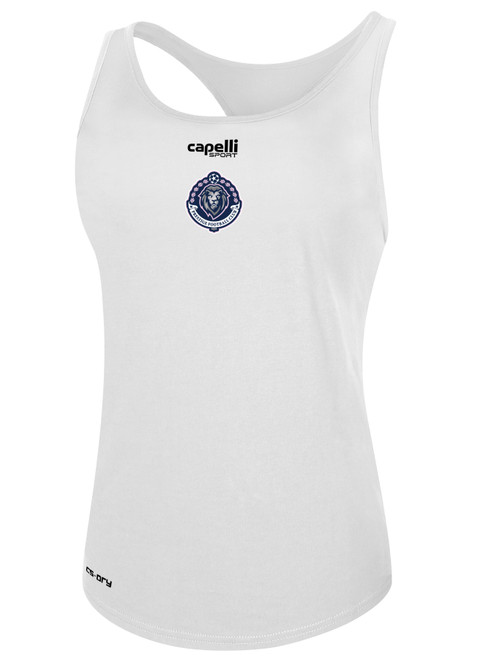 PRESTIGE FC BASICS RACER BACK TANK CREST CENTER CHEST WHITE
