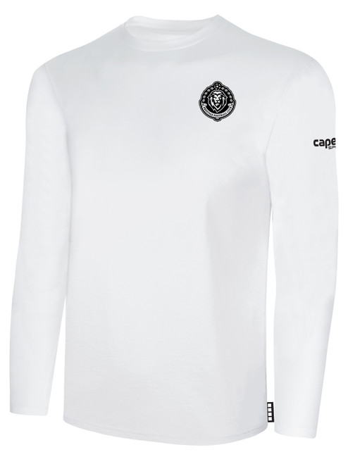 PRESTIGE FC BASICS LONG SLEEVE COTTON T-SHIRT CREST ON WEARERS LEFT CHEST WHITE BLACK