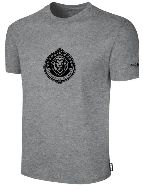 PRESTIGE FC BASICS COTTON T-SHIRT CREST ON WEARERS CENTER CHEST LIGHT HEATHER GREY BLACK