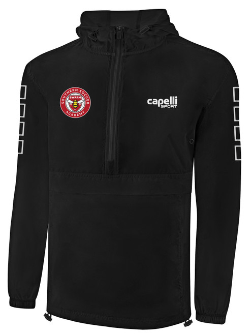 SOUTHERN SOCCER ACADEMY CLASSIC PACKABLE WINDBREAKER JACKET BLACK WHITE