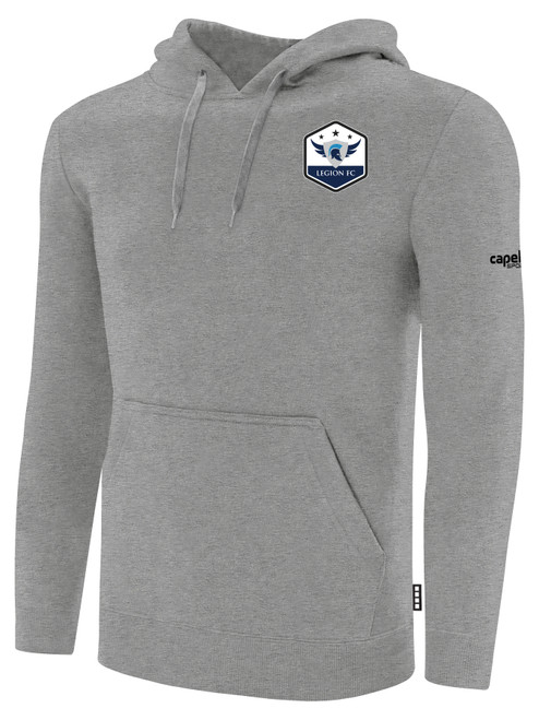 LEGION FC BASICS FLEECE PULLOVER HOODIE CREST ON WEARERS LEFT CHEST LIGHT HEATHER GREY BLACK