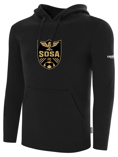 SOUTHERN OREGON BASICS FLEECE PULLOVER HOODIE TEAM CREST ON WEARERS CENTER CHEST BLACK WHITE