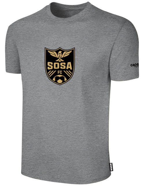 SOUTHERN OREGON BASICS COTTON TEE TEAM CREST ON WEARERS CENTER CHEST LIGHT HEATHER GREY BLACK