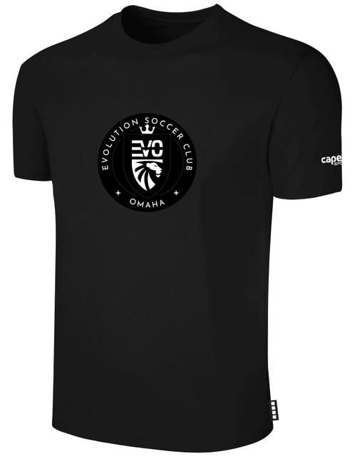 EVOLUTION SC BASICS COTTON TEE CREST ON WEARERS CENTER CHEST BLACK WHITE
