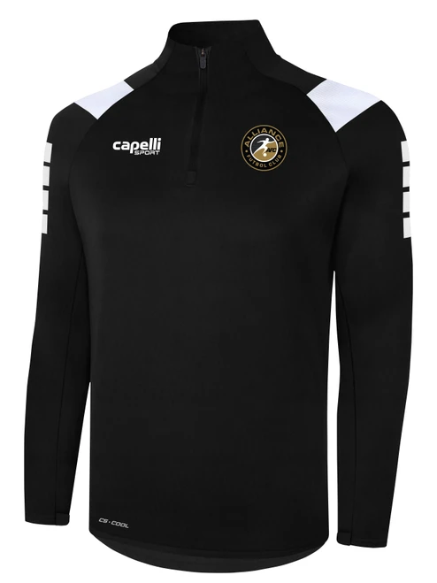 ALLIANCE FC EMPIRE 1/4 ZIP TECHNICAL TRAINING TOP BLACK WHITE