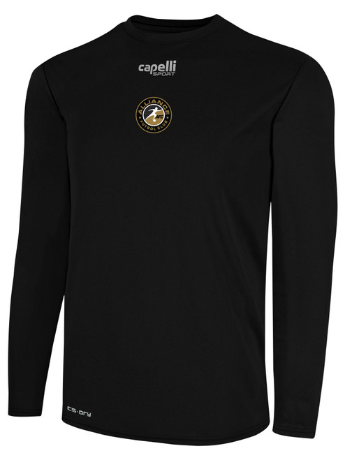 ALLIANCE FC BASICS CREW NECK LONG SLEEVE POLY TEE BLACK