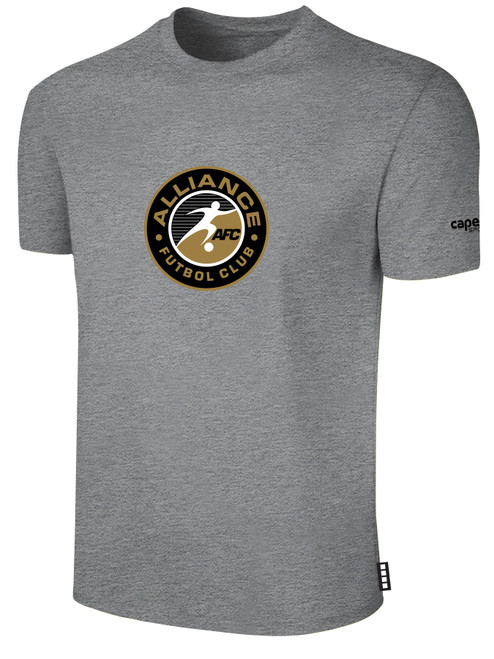 ALLIANCE FC BASIC TEE SHIRT ALLIANCE TEAM CREST CENTER CHEST LIGHT HEATHER GREY BLACK