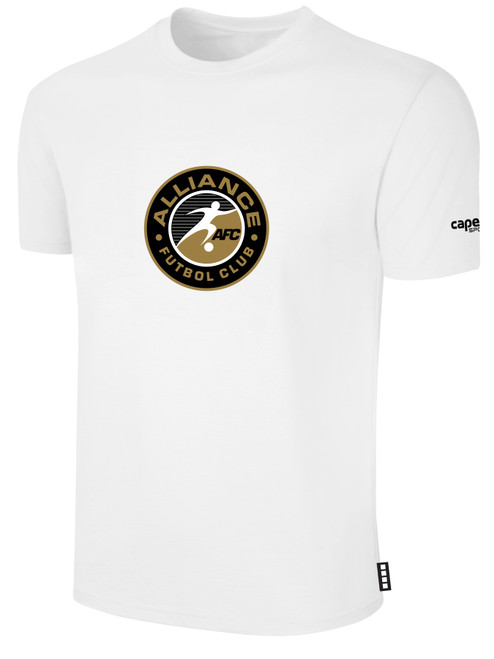 ALLIANCE FC BASIC TEE SHIRT ALLIANCE TEAM CREST CENTER CHEST WHITE BLACK