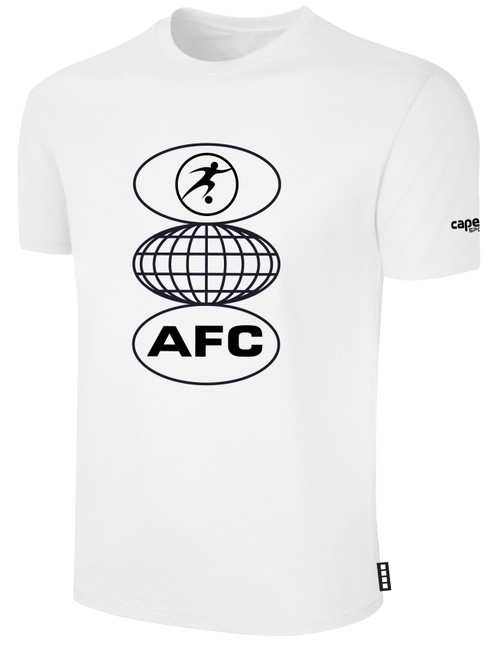 ALLIANCE FC BASIC TEE SHIRT ALLIANCE WORLD GRAPHIC LOGO CENTER CHEST WHITE BLACK